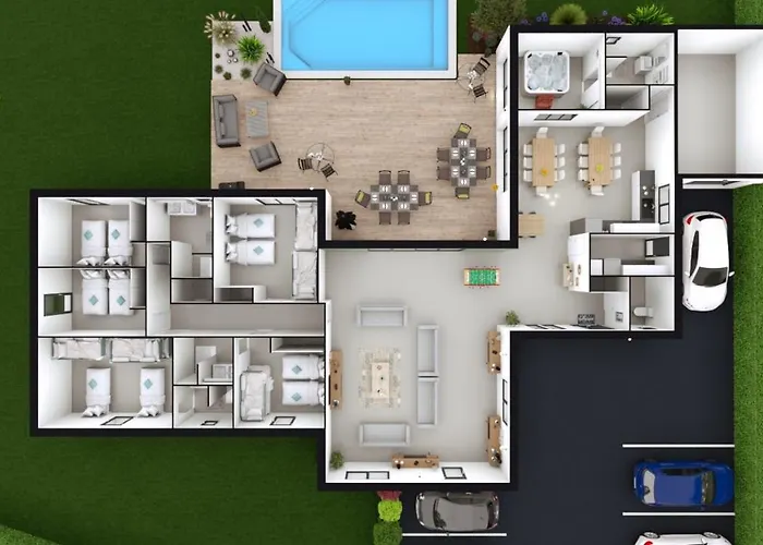 Villa De Groupe Avec Piscine, Jacuzzi Et Vue Nature Pierric